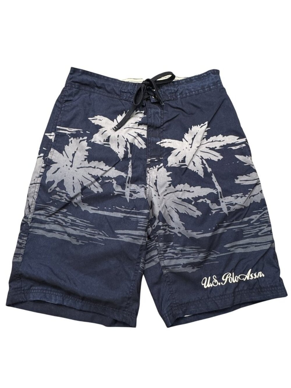 US Polo Assn Board Shorts Mens Size L Dark Blue Hawaiian Swimwear Fully Lined